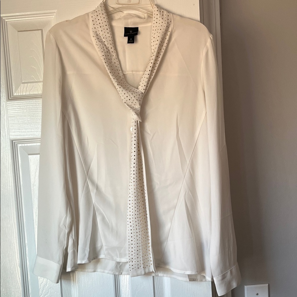 Worthington White Blouse with Embellished Collar